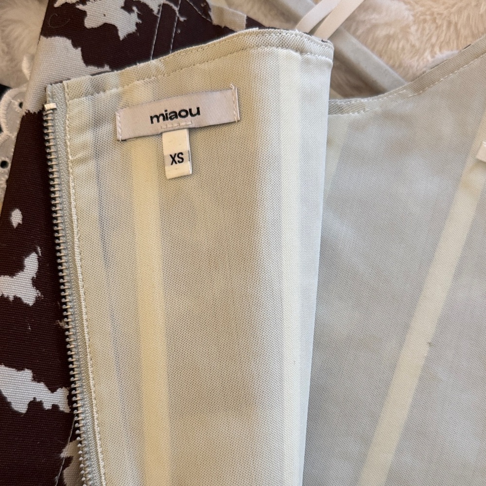Miaou Brown and White Cow Print Strapless Bustier Top - Picture 2 of 2